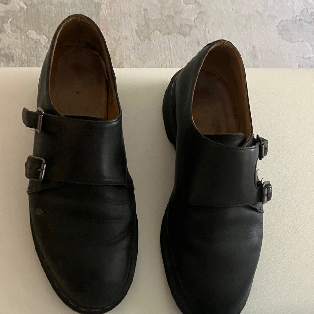 Dr. Martens Black Double Monk Strap Slip-Ons
